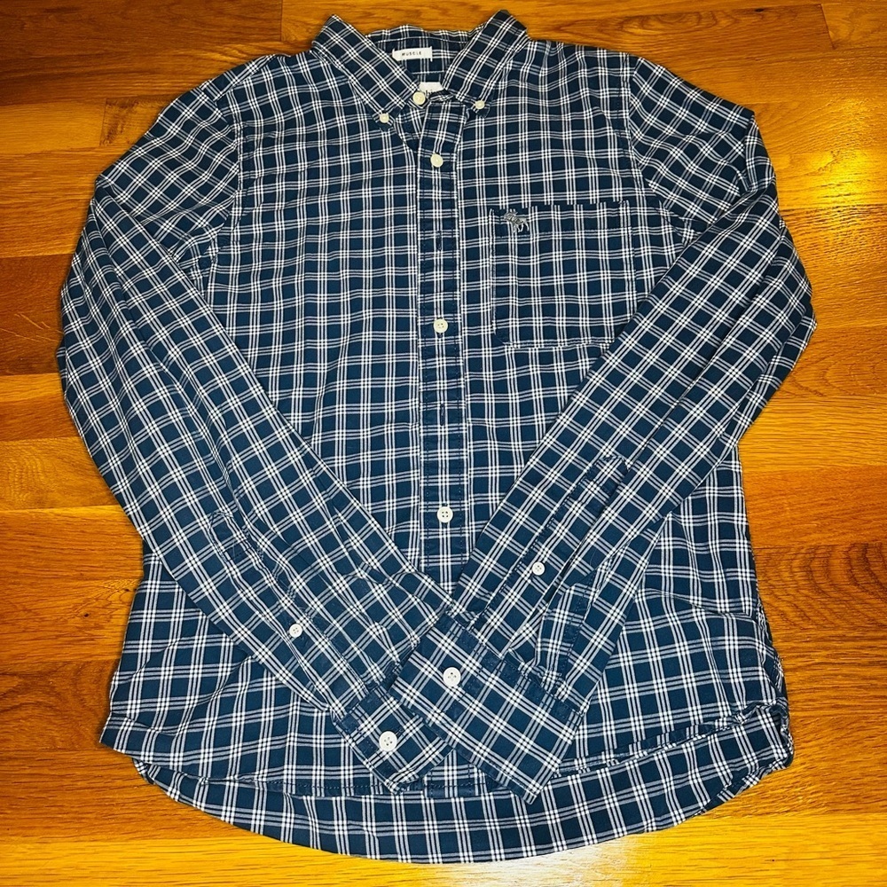 Abercrombie & Fitch Muscle Fit Plaid Button Down Shirt | Men’s Large